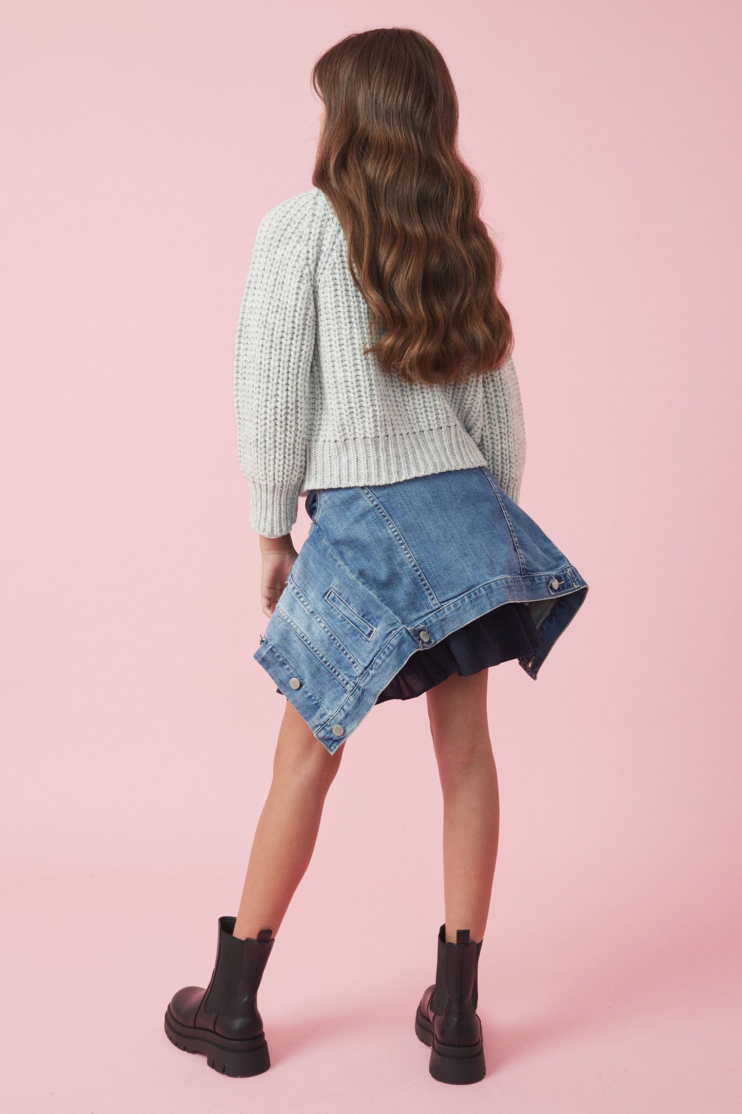 Girls Cropped Roll Neck Jumper