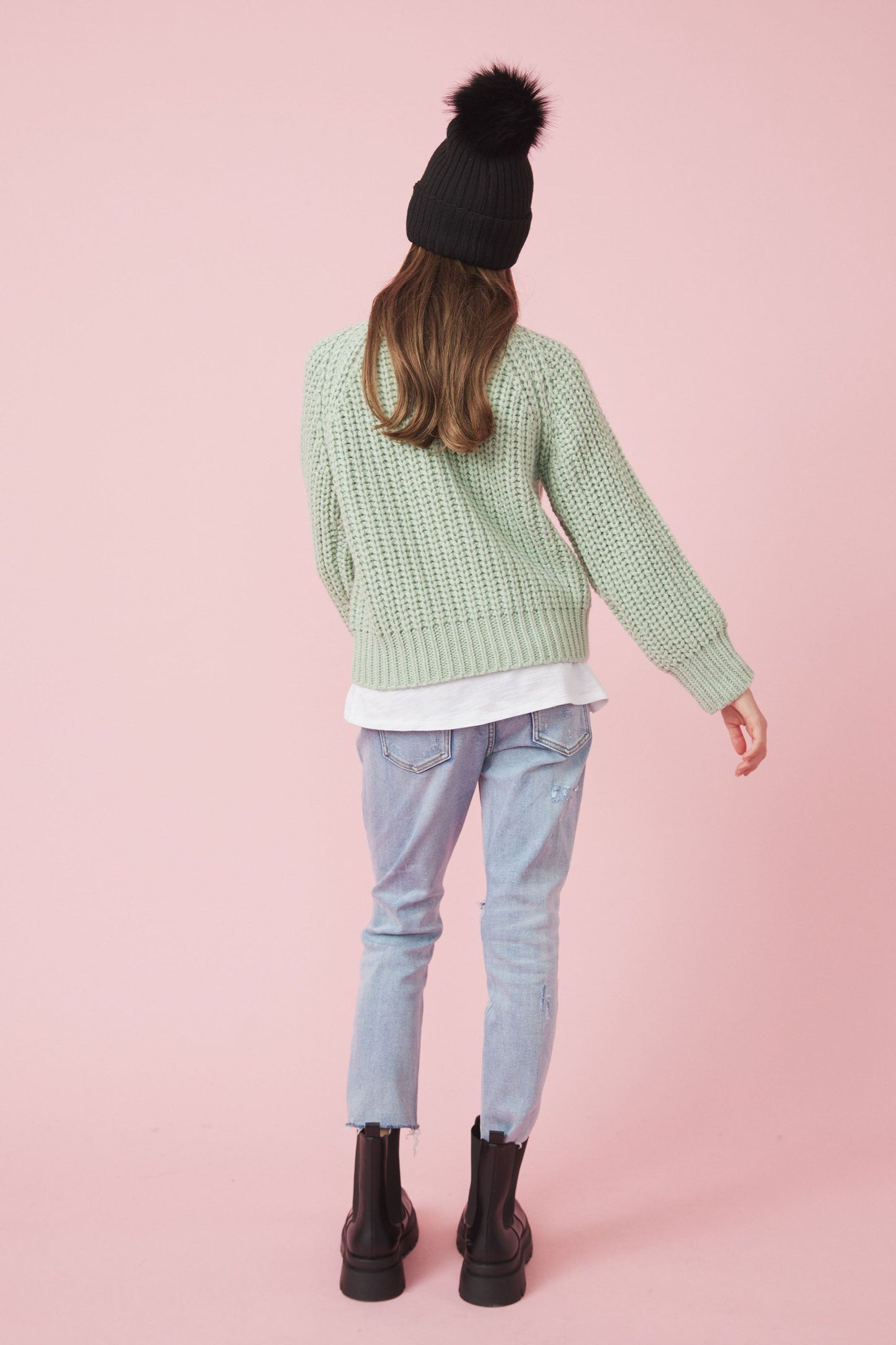 Girls Cropped Roll Neck Jumper