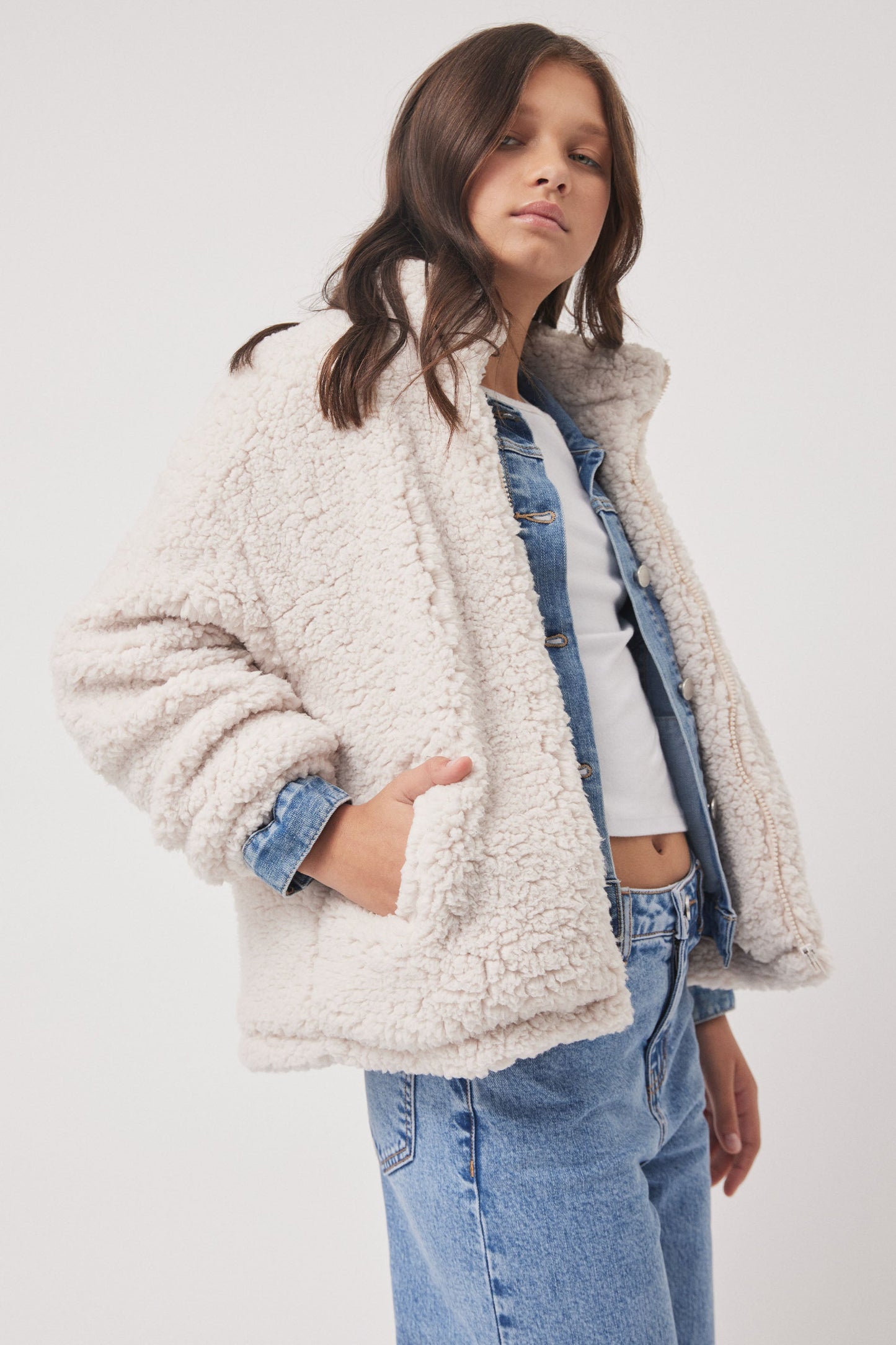 Girls Teddy Zip Through Jacket