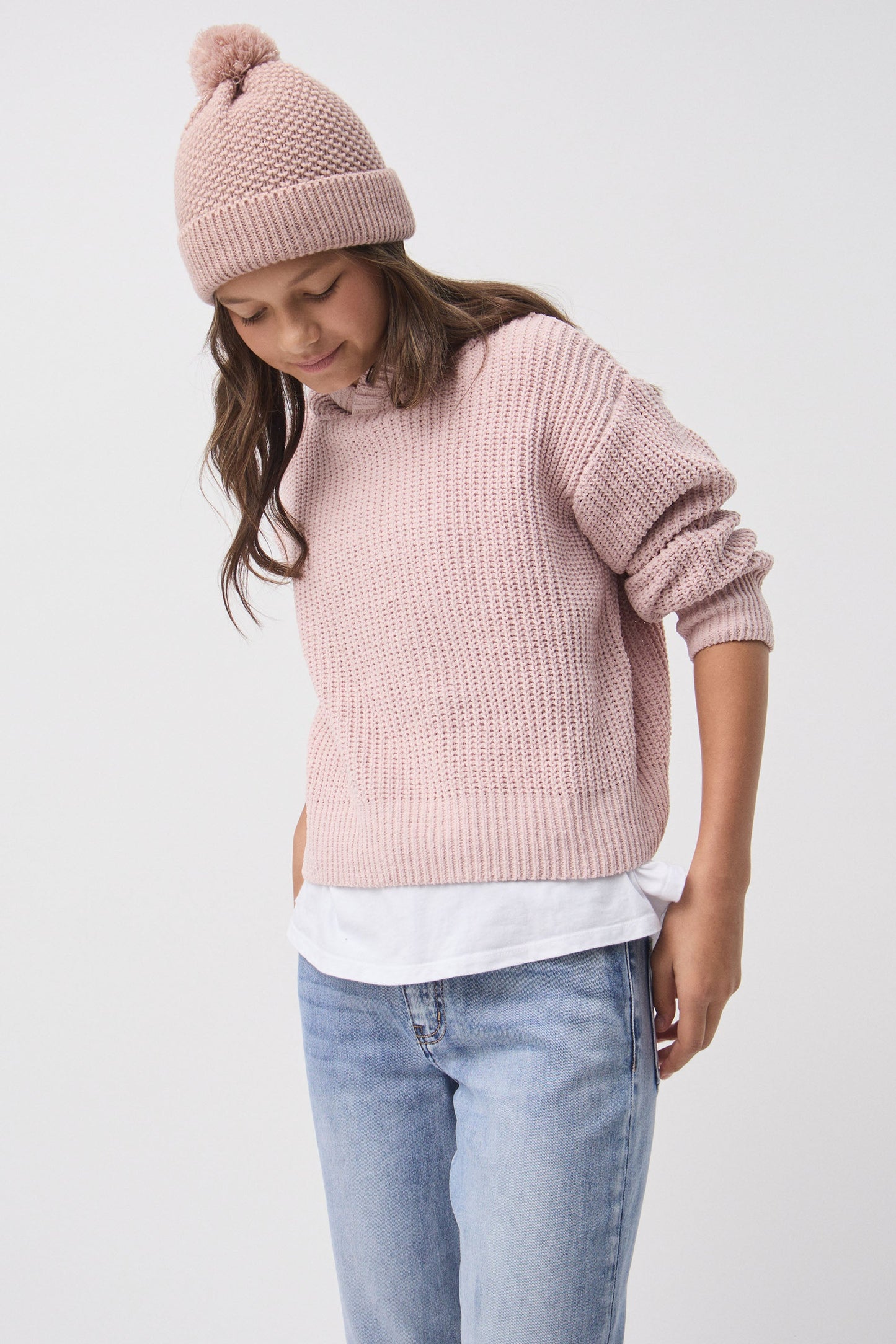 Girls Emily Hooded Knit Jumper