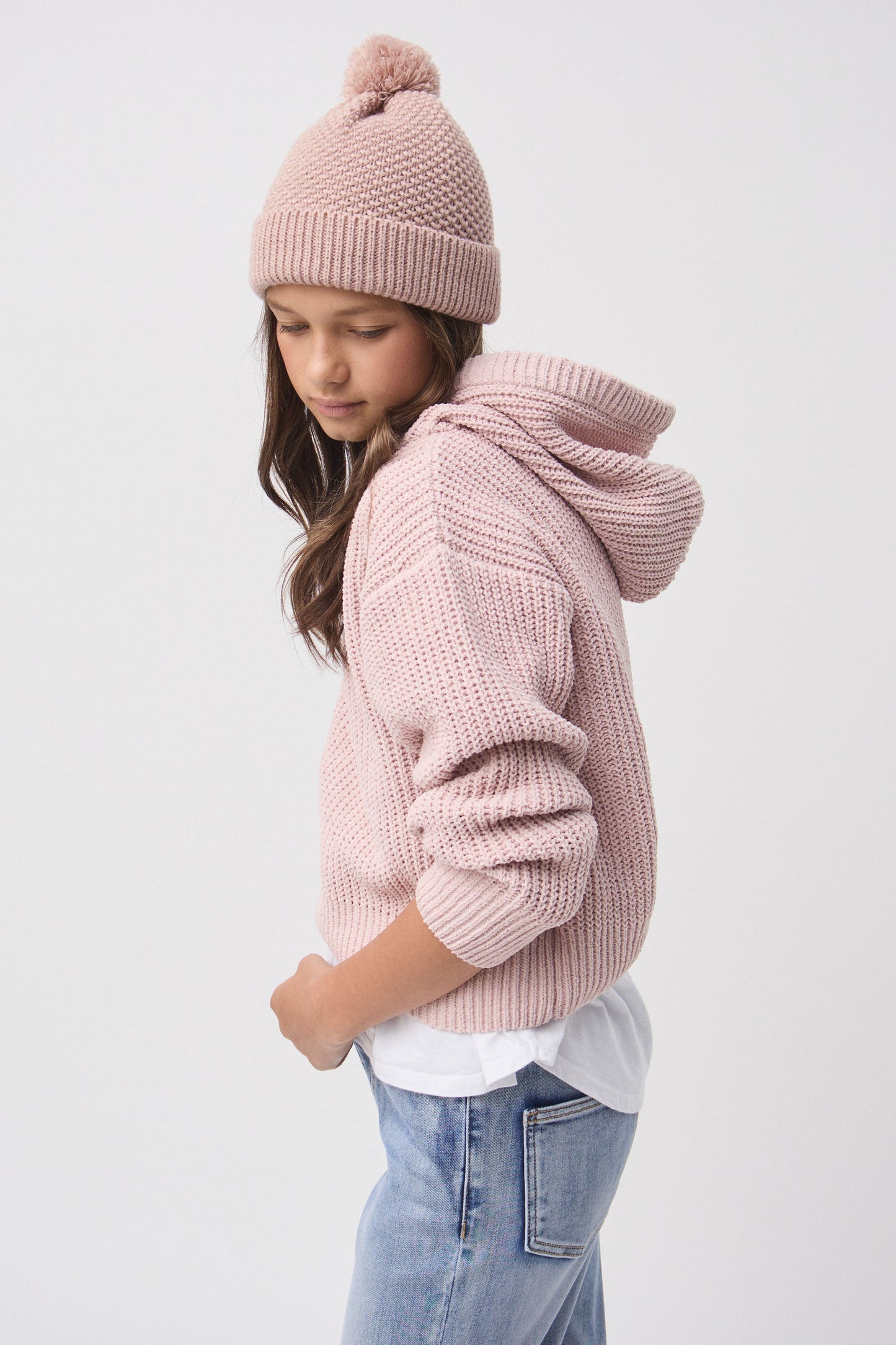 Girls Emily Hooded Knit Jumper