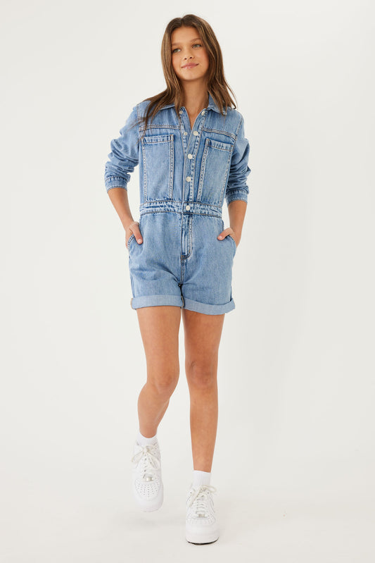 Girls Peta Denim Playsuit