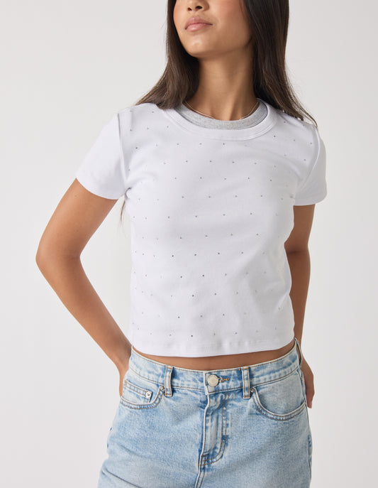 Girls Haylee Crystal Crop Tee