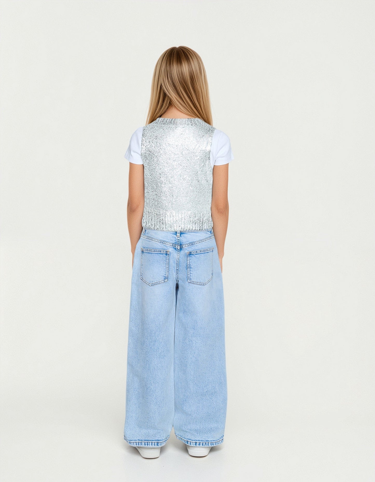 Girls Metallic Knit Vest