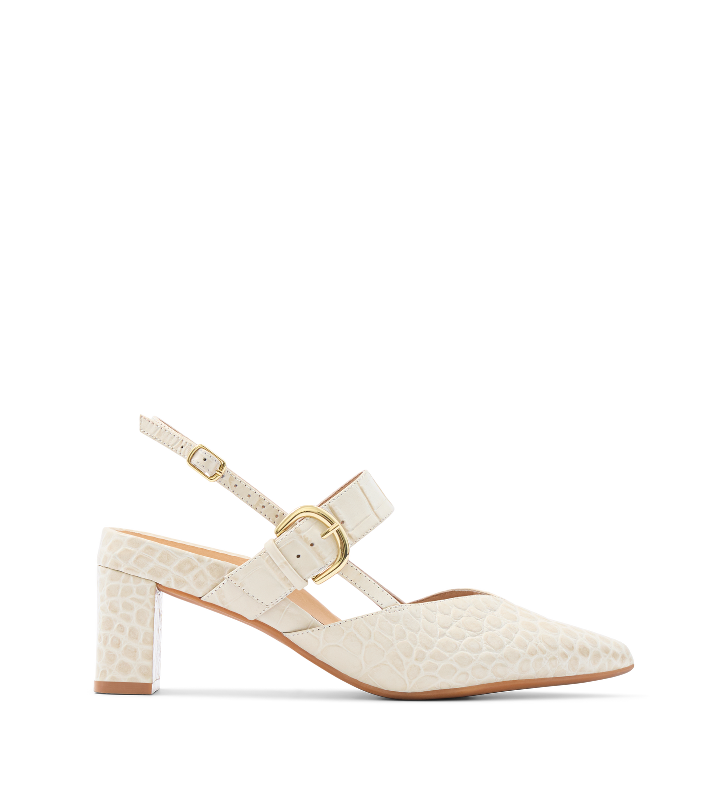 Lancebill Chai Croc Emboss Leather Low Heels