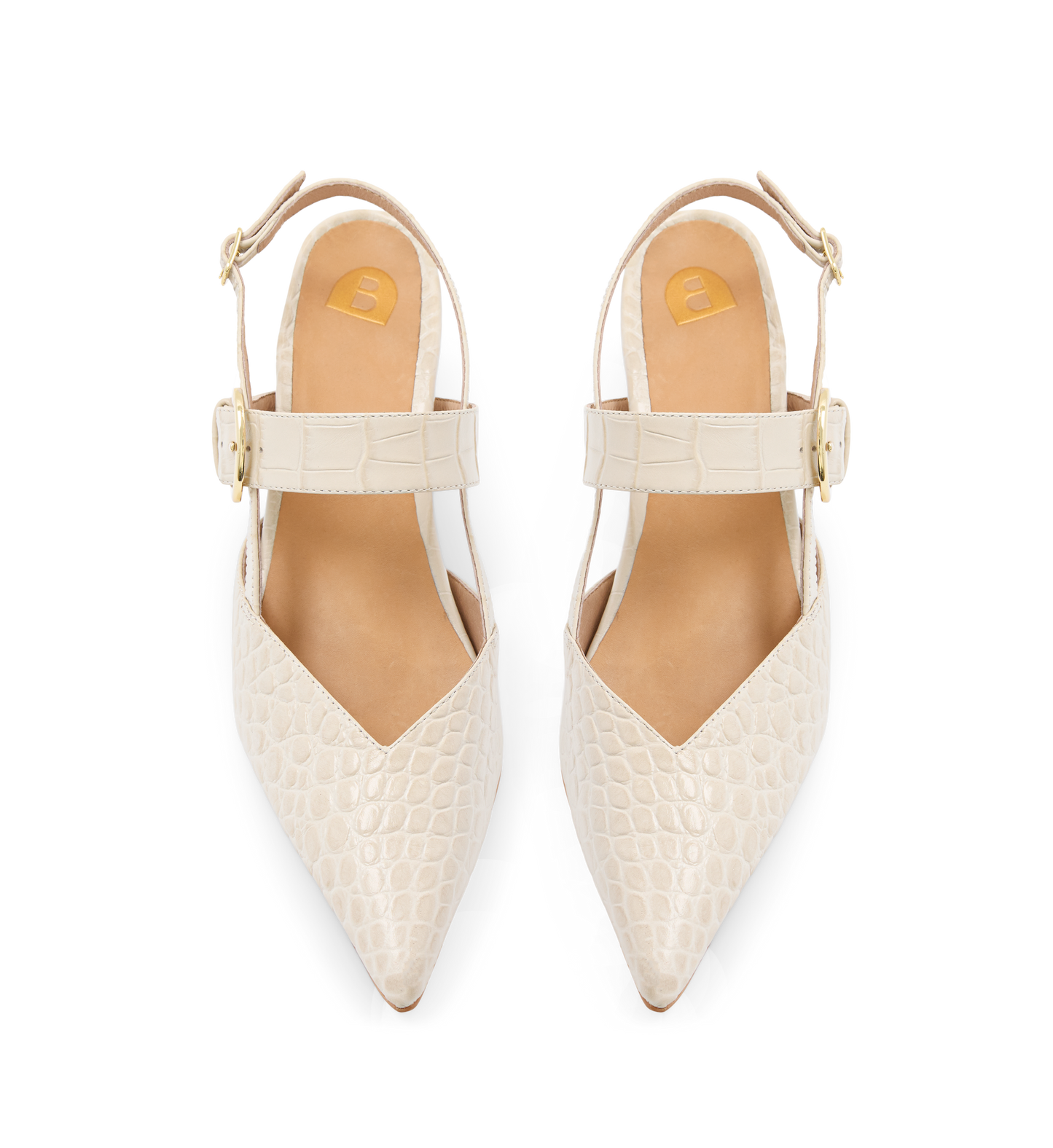 Lancebill Chai Croc Emboss Leather Low Heels