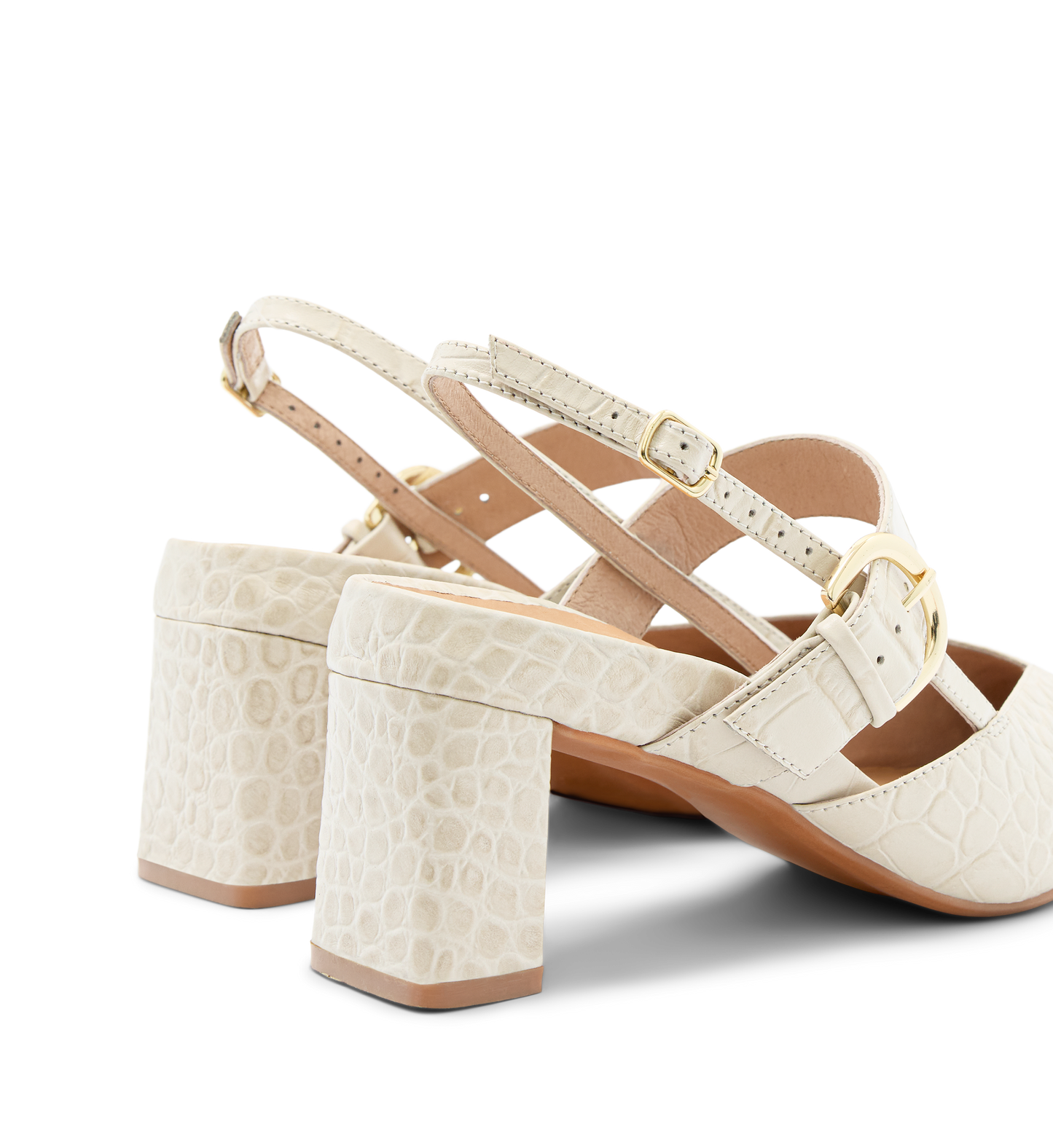 Lancebill Chai Croc Emboss Leather Low Heels