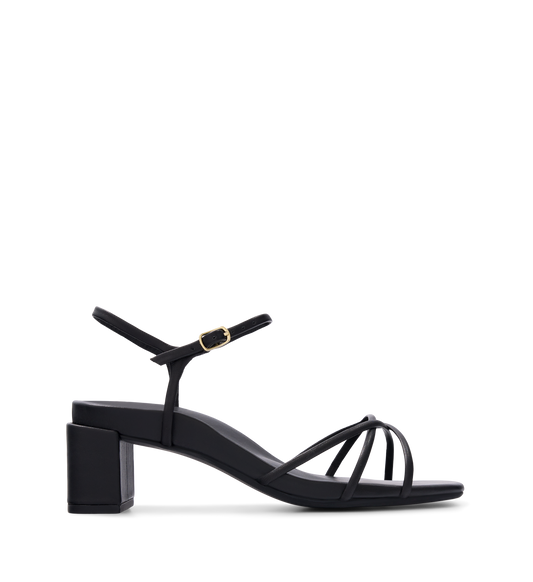 Mamo Black Leather Low Heels