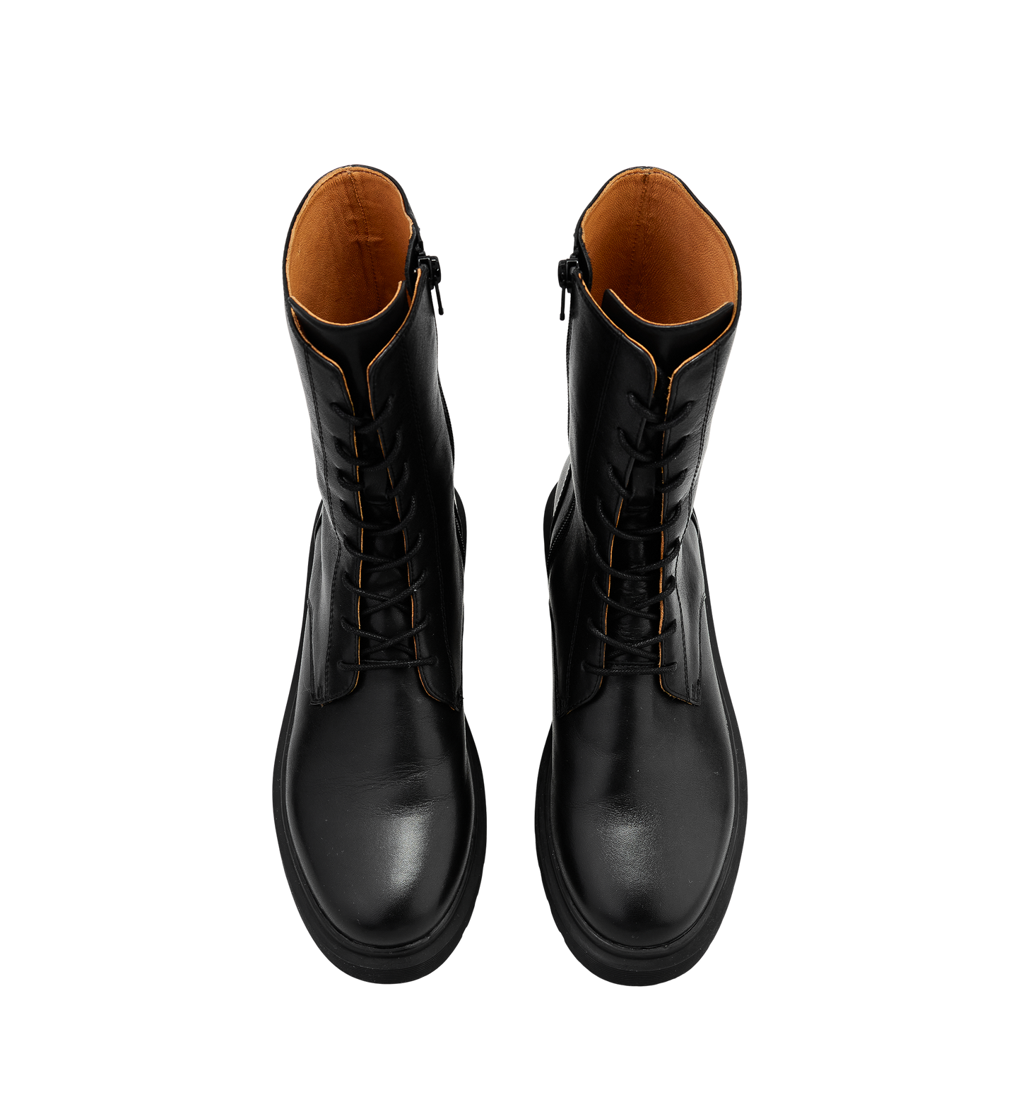 Mesia Black Leather Flat Boots