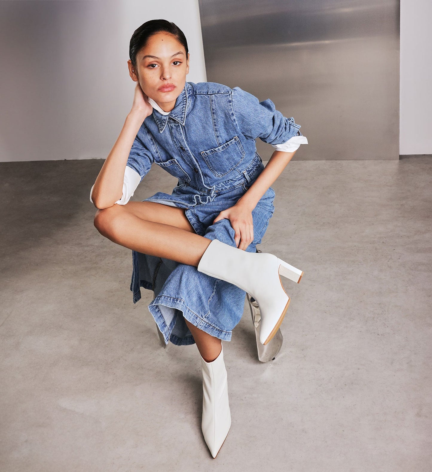 Mino Off White Leather Heeled Boots