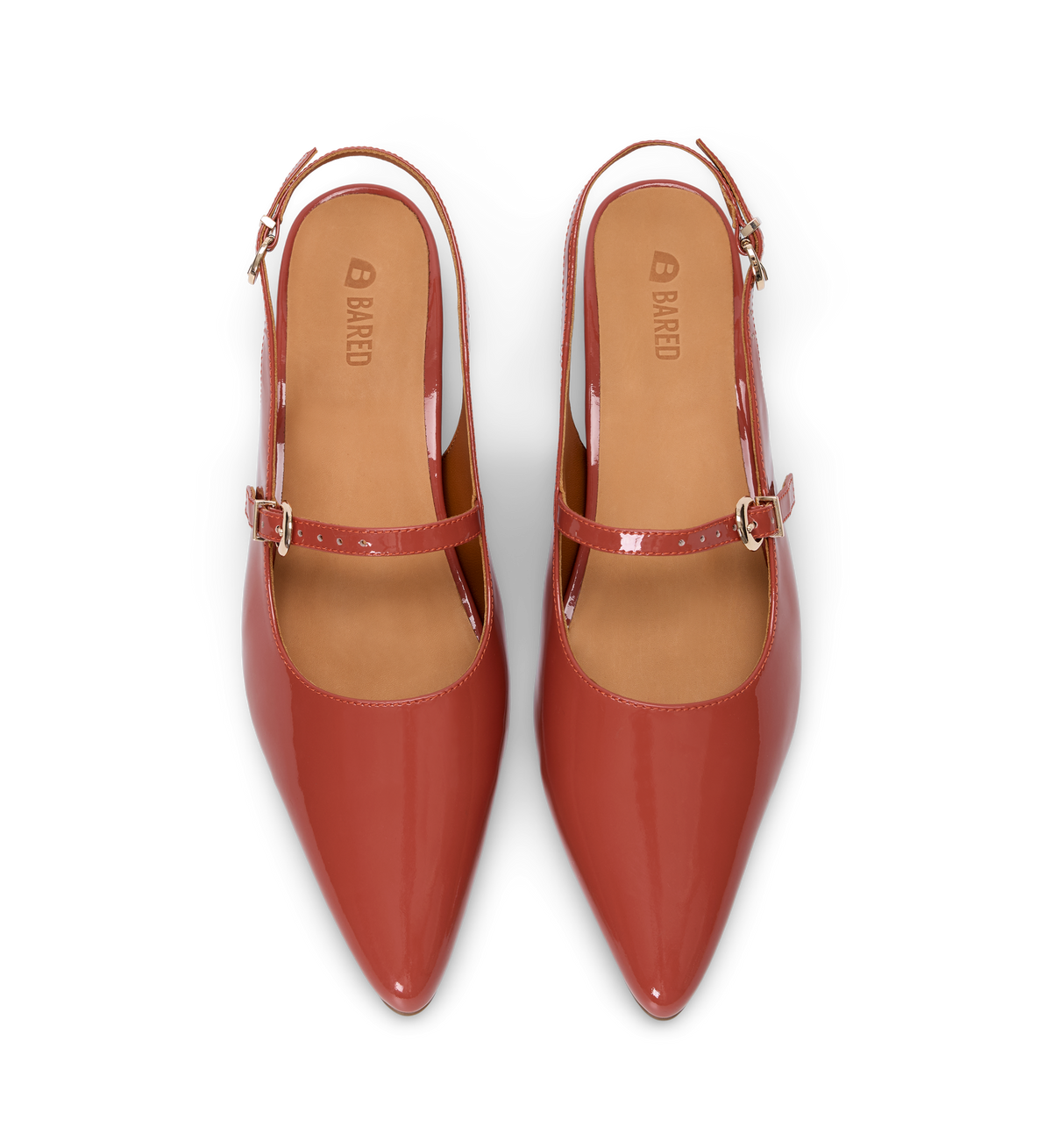pointed toe flats with slingback strap in terracotta