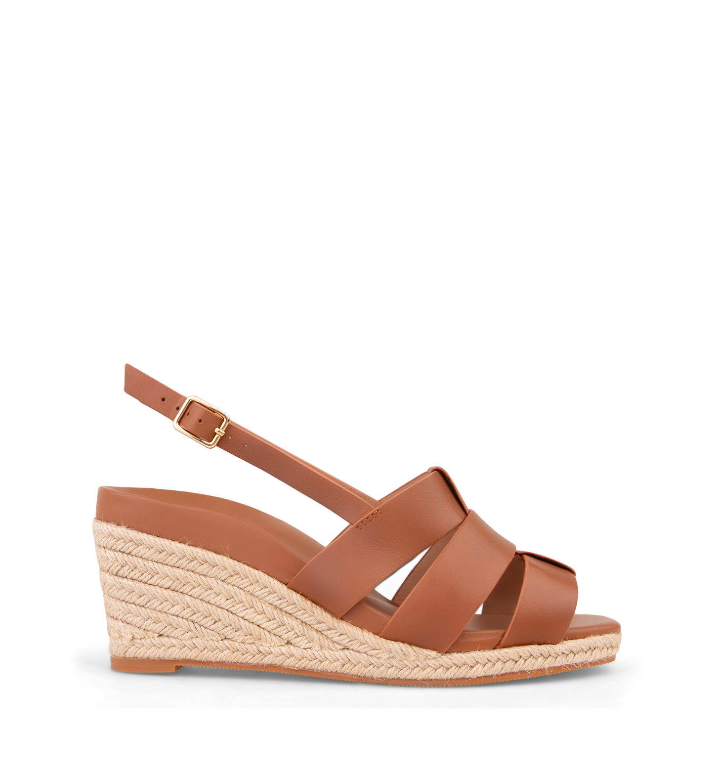 Muaiz Walnut Tan Leather Wedges