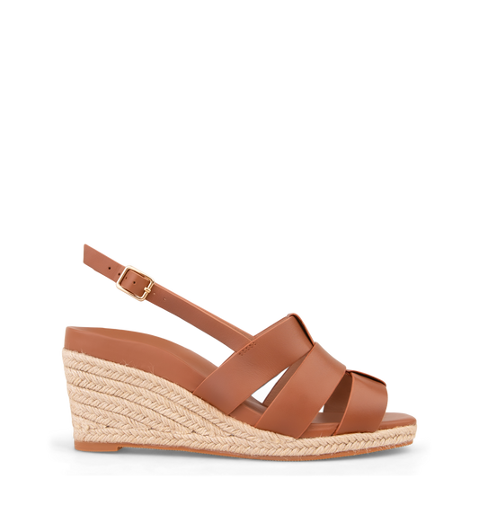 Muaiz Walnut Tan Leather Wedges