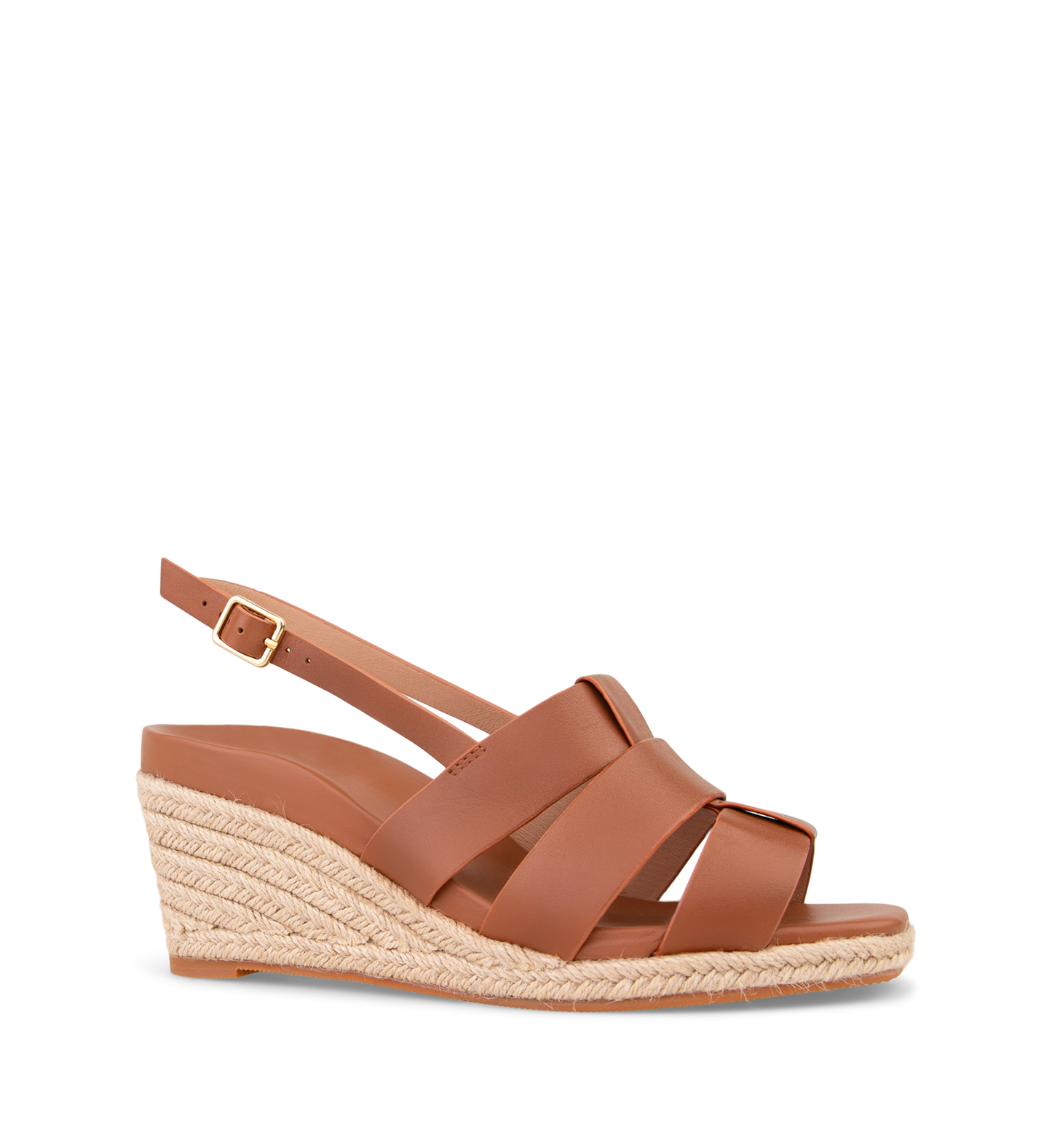 Muaiz Walnut Tan Leather Wedges