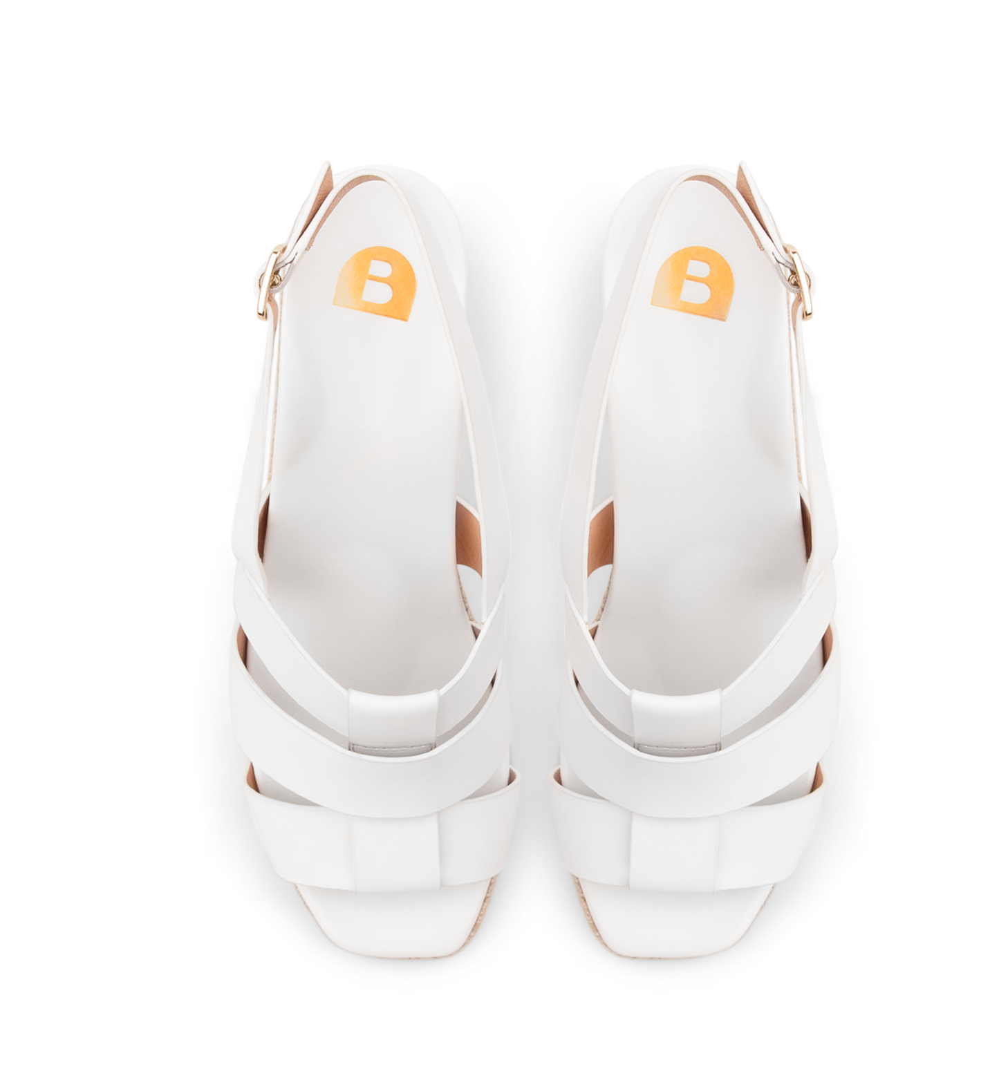 Muaiz White Leather Wedges