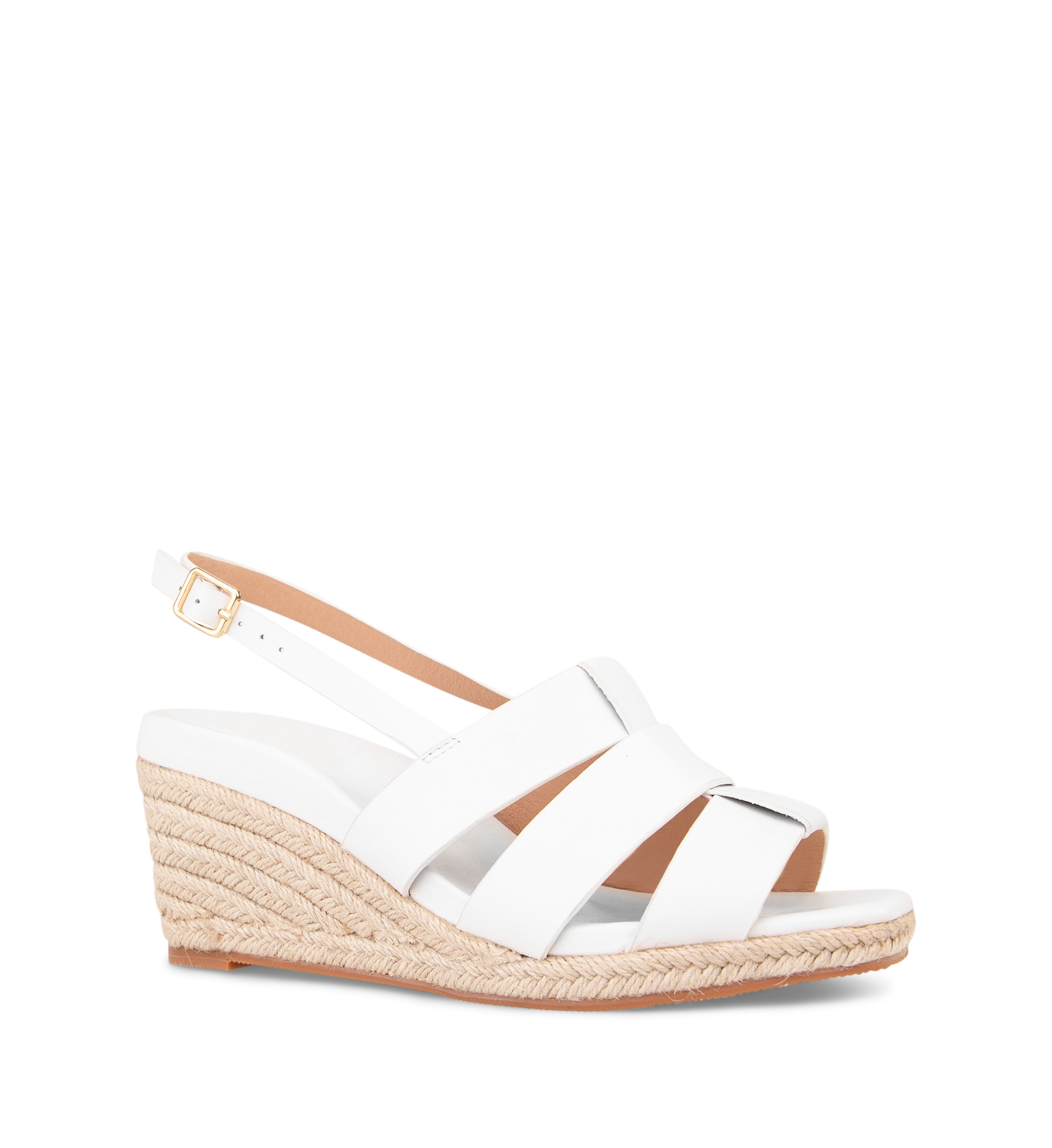 Muaiz White Leather Wedges