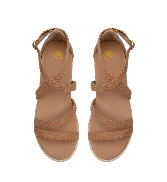 tan sandals with braided straps