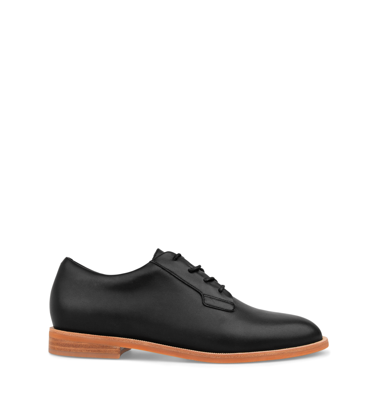 Nandu Black Leather Lace Up Flats