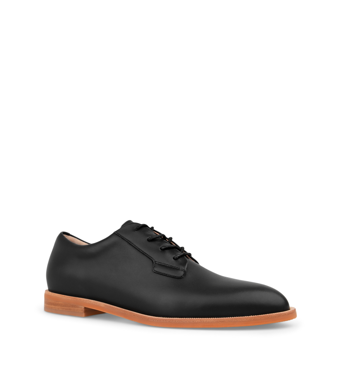 Nandu Black Leather Lace Up Flats