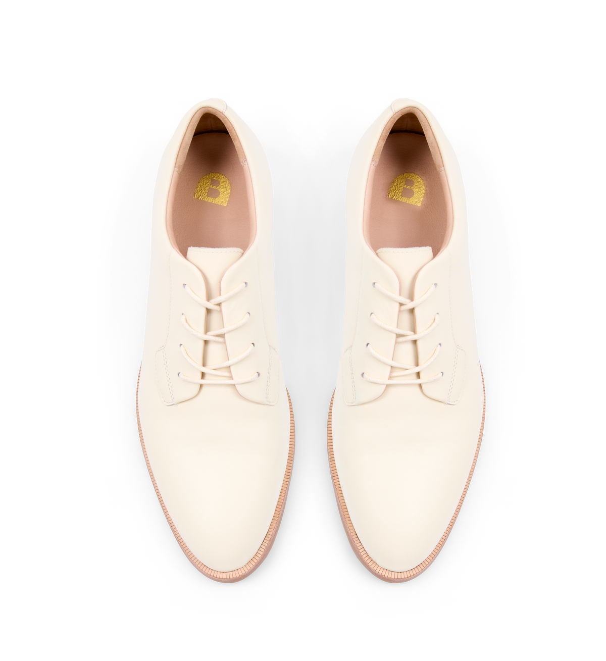 Nandu Ecru Leather Lace Up Flats