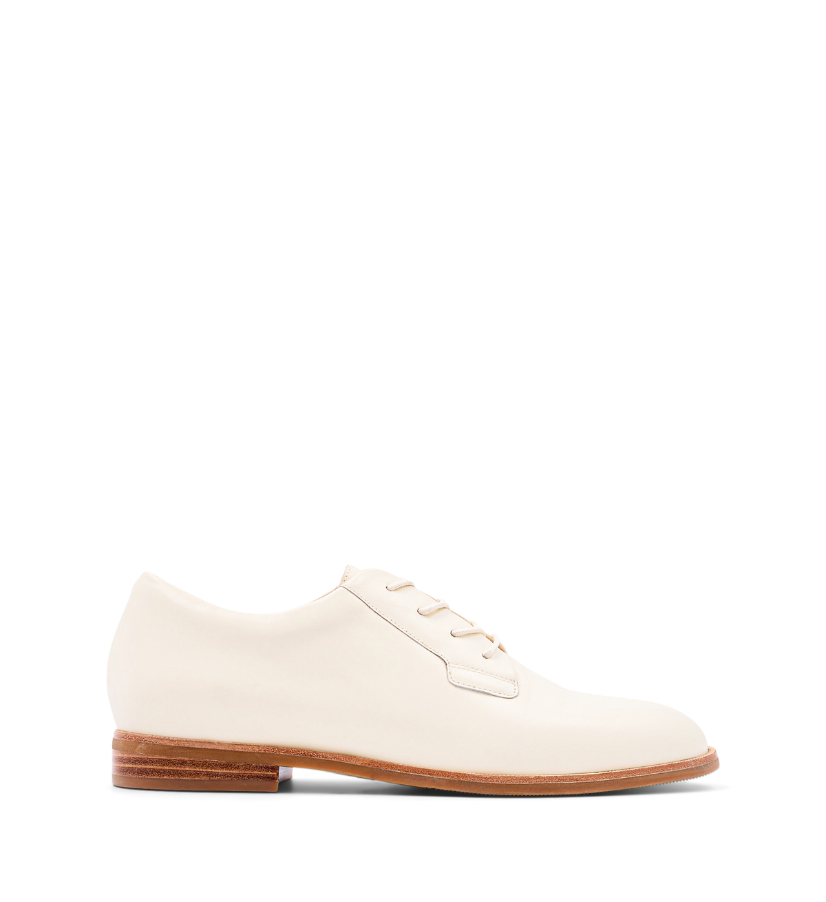 Nandu Ecru Leather Lace Up Flats
