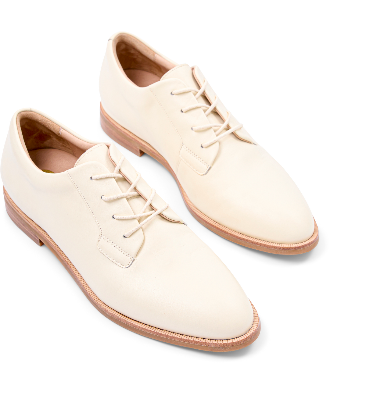 Nandu Ecru Leather Lace Up Flats