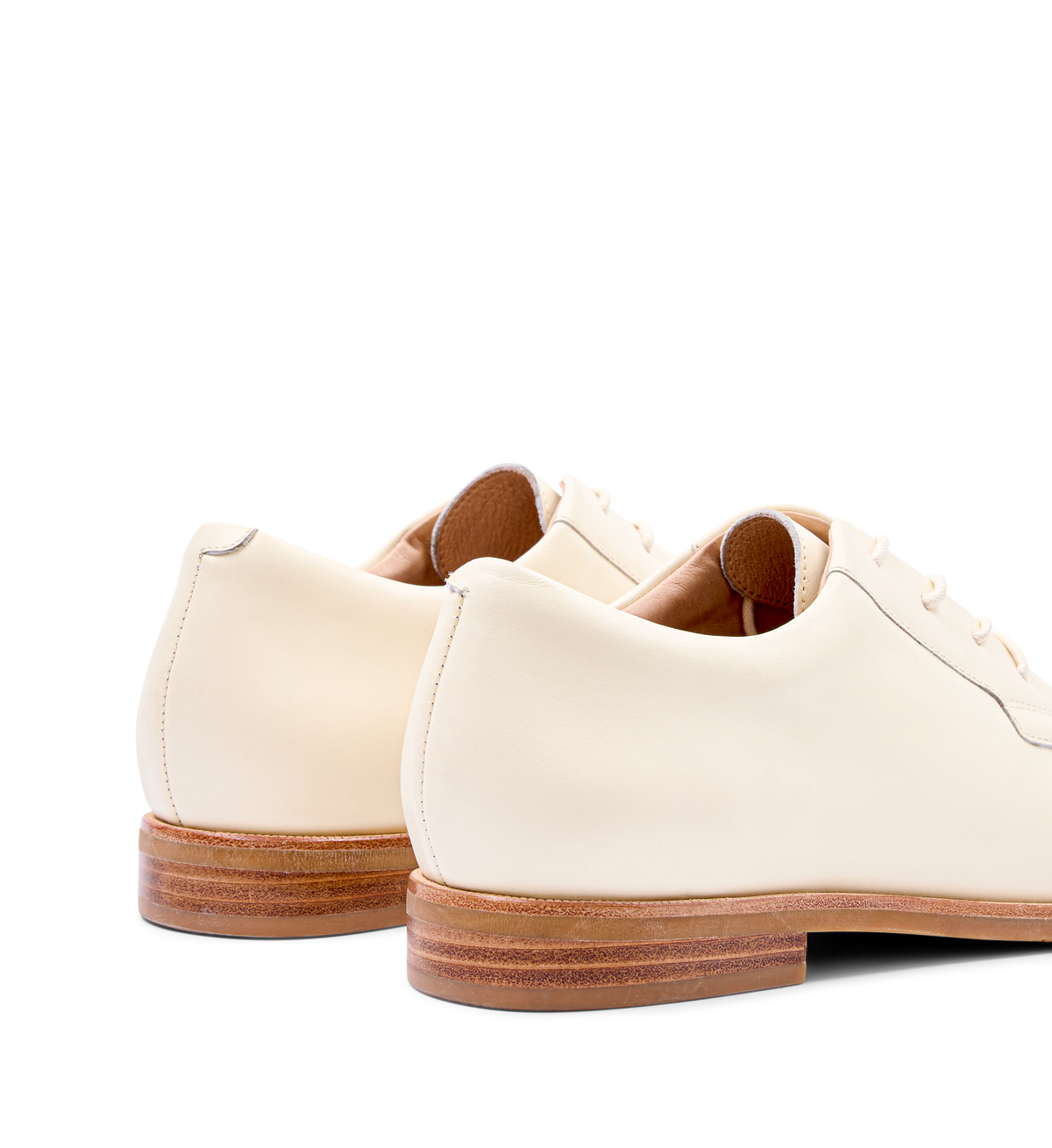 Nandu Ecru Leather Lace Up Flats