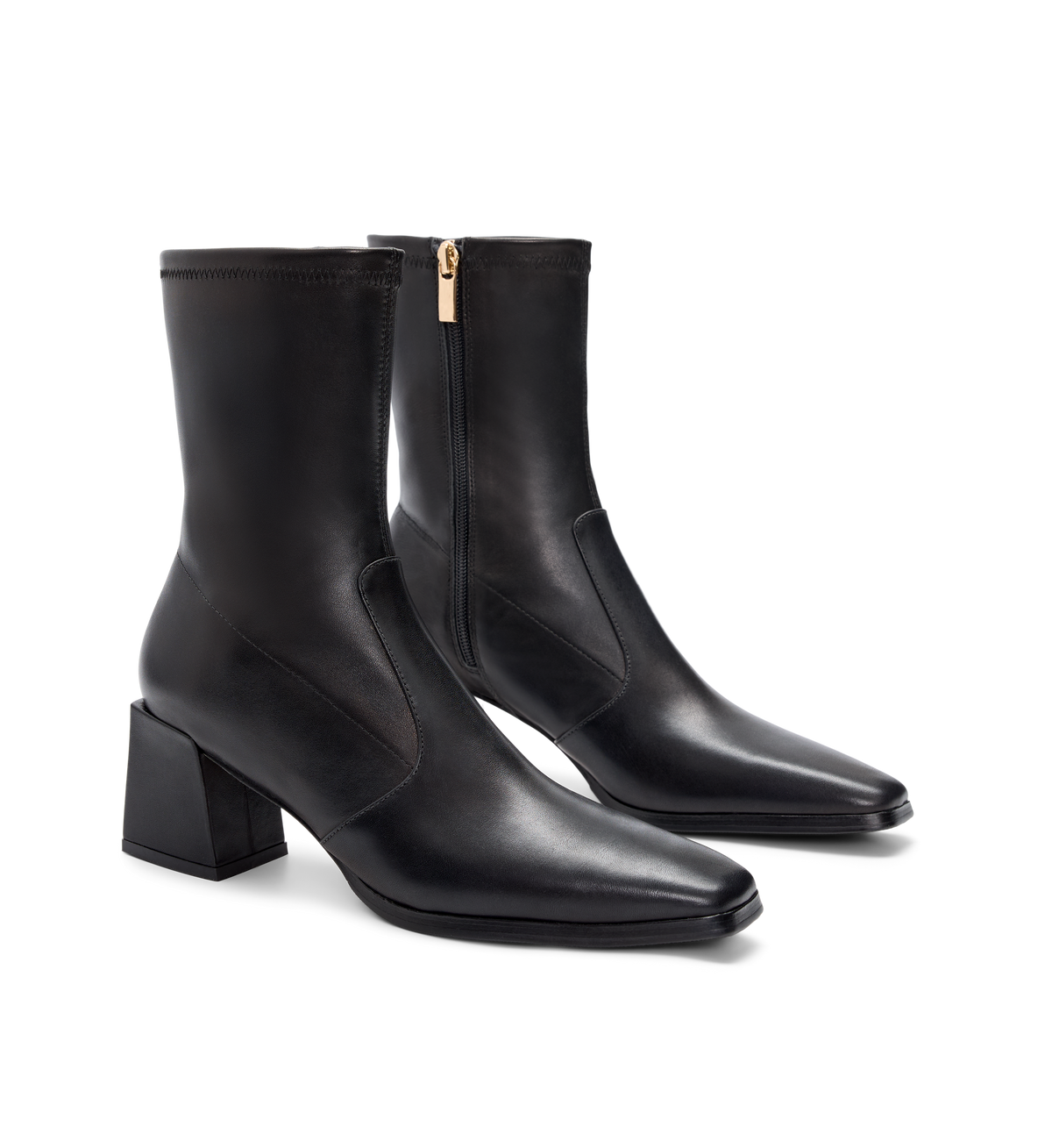 pair of bared footwear nightingale black leather ankle boots with a side zip