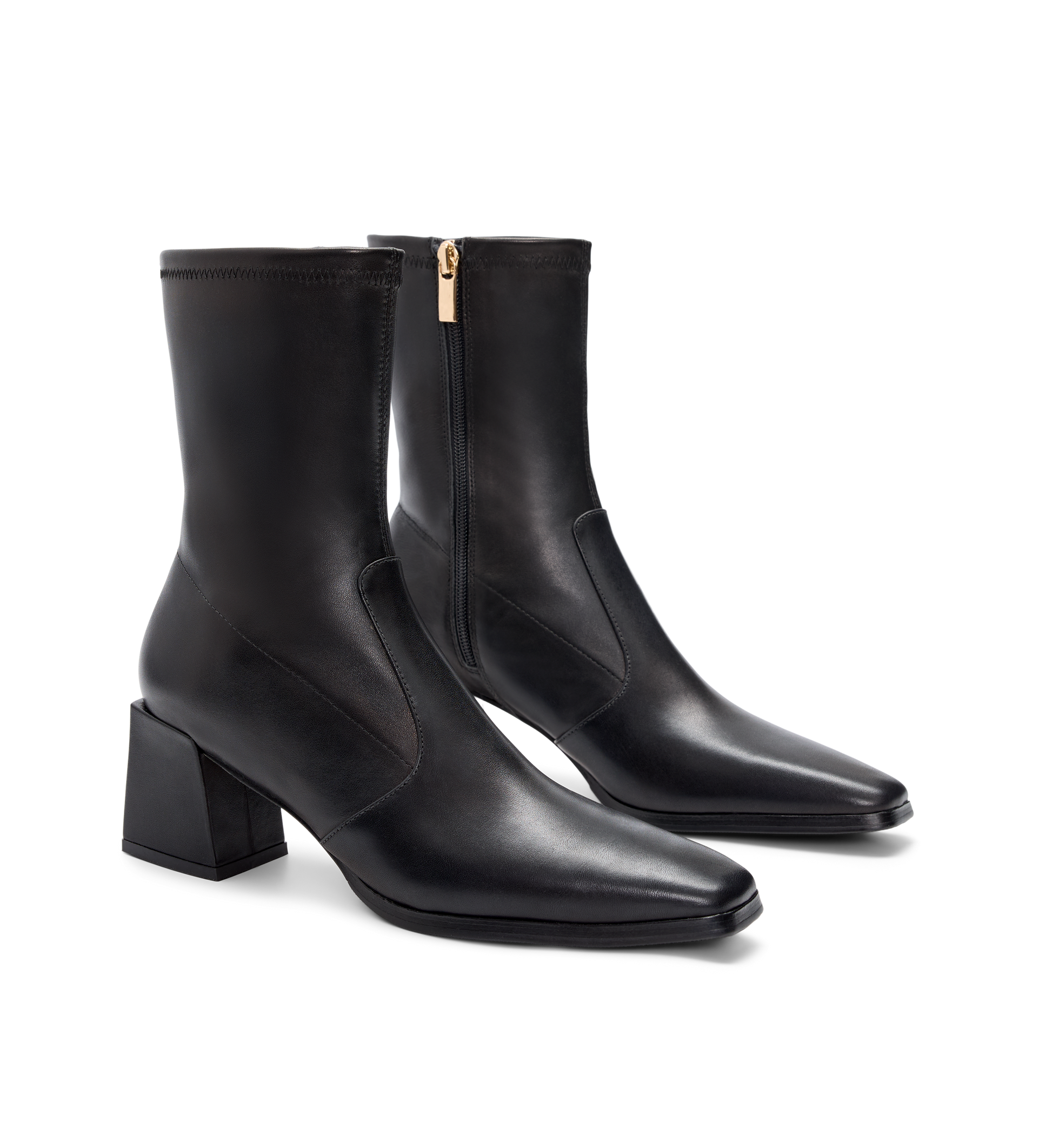 pair of bared footwear nightingale black leather ankle boots with a side zip
