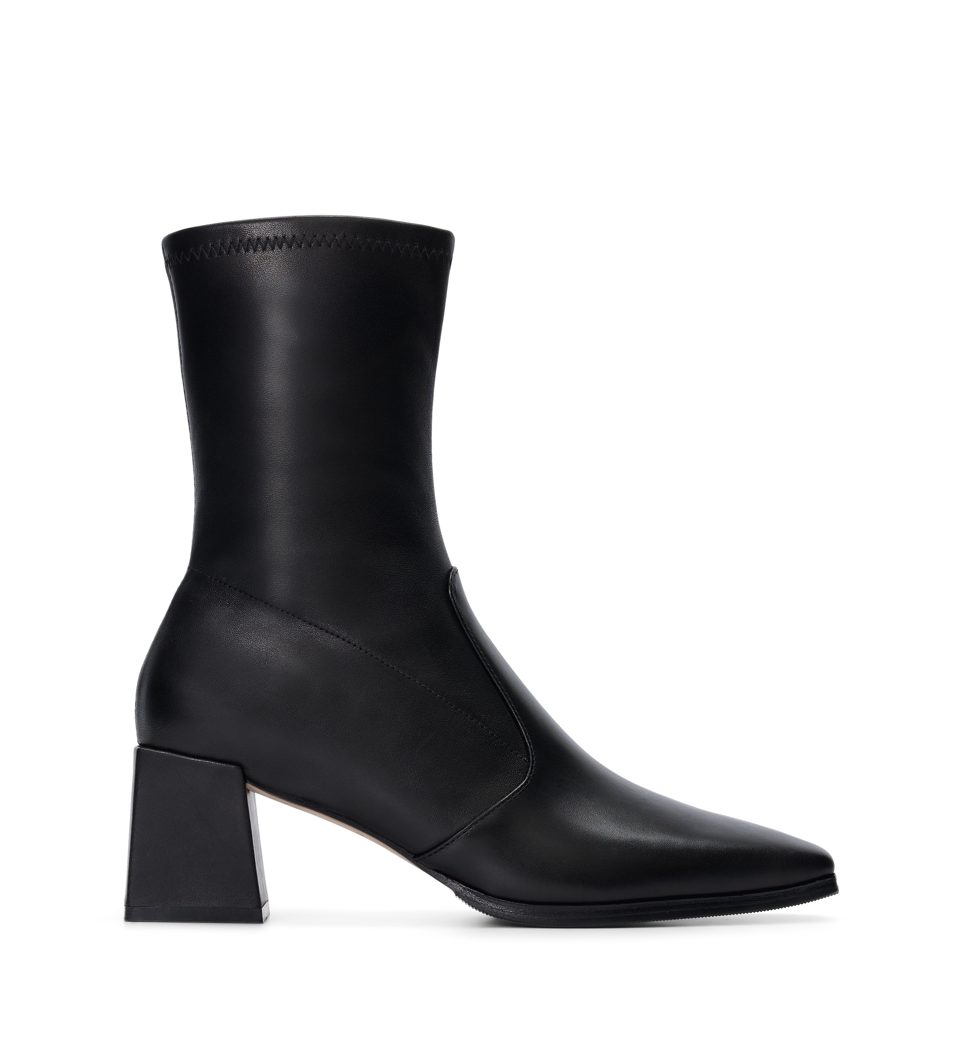 Black ankle boot on a white background