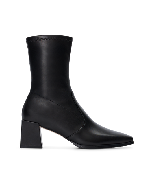 Black ankle boot on a white background