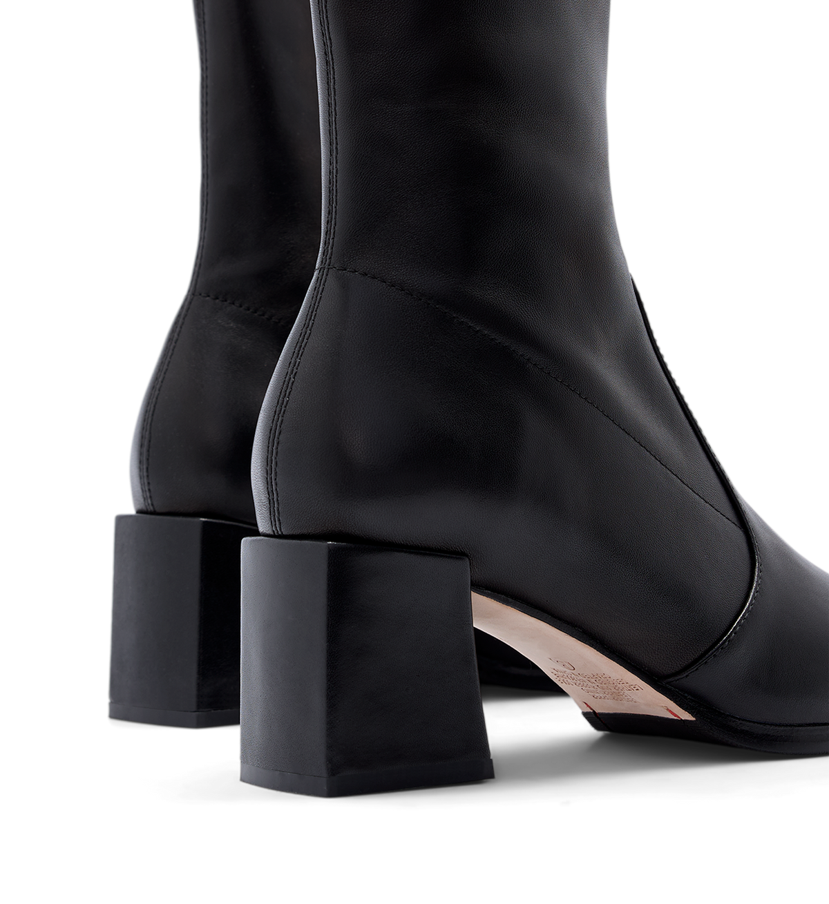 pair of black ankle boots with a block heel