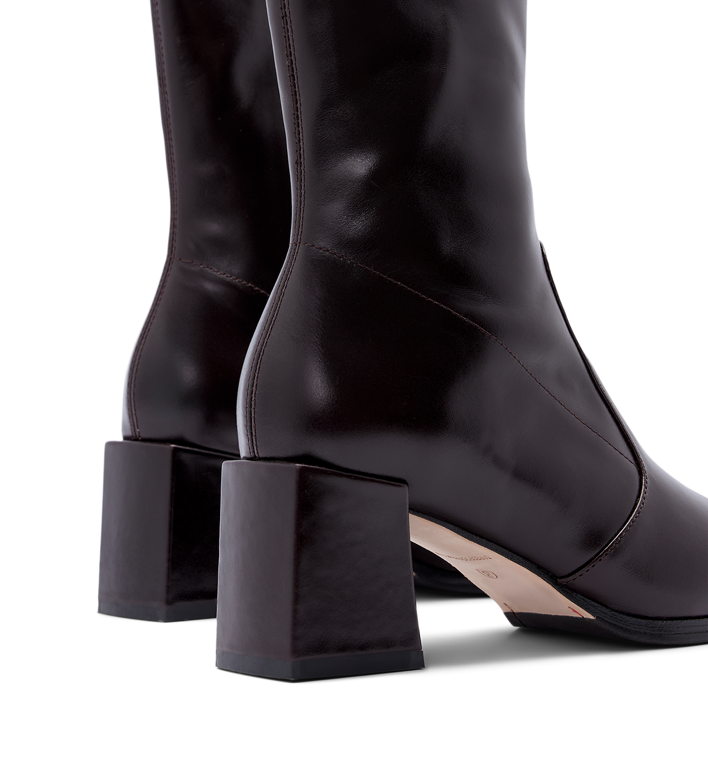 brown ankle boot with block heel