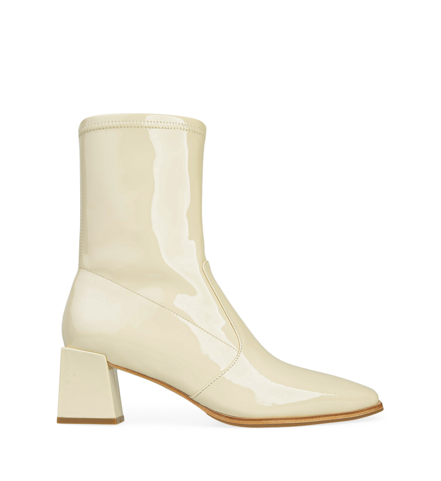 Nightingale Oatmilk Patent Leather Heeled Boots