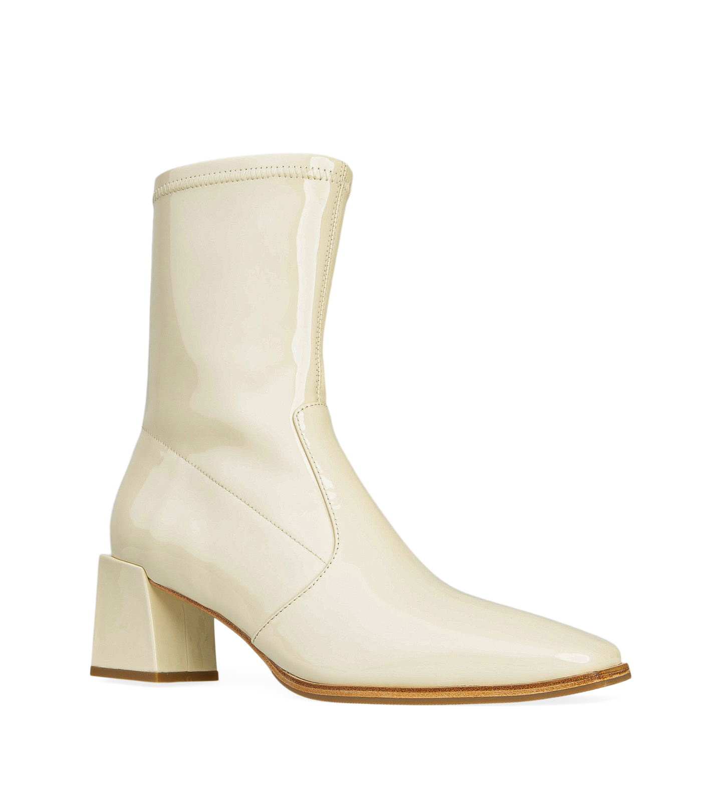 Nightingale Oatmilk Patent Leather Heeled Boots