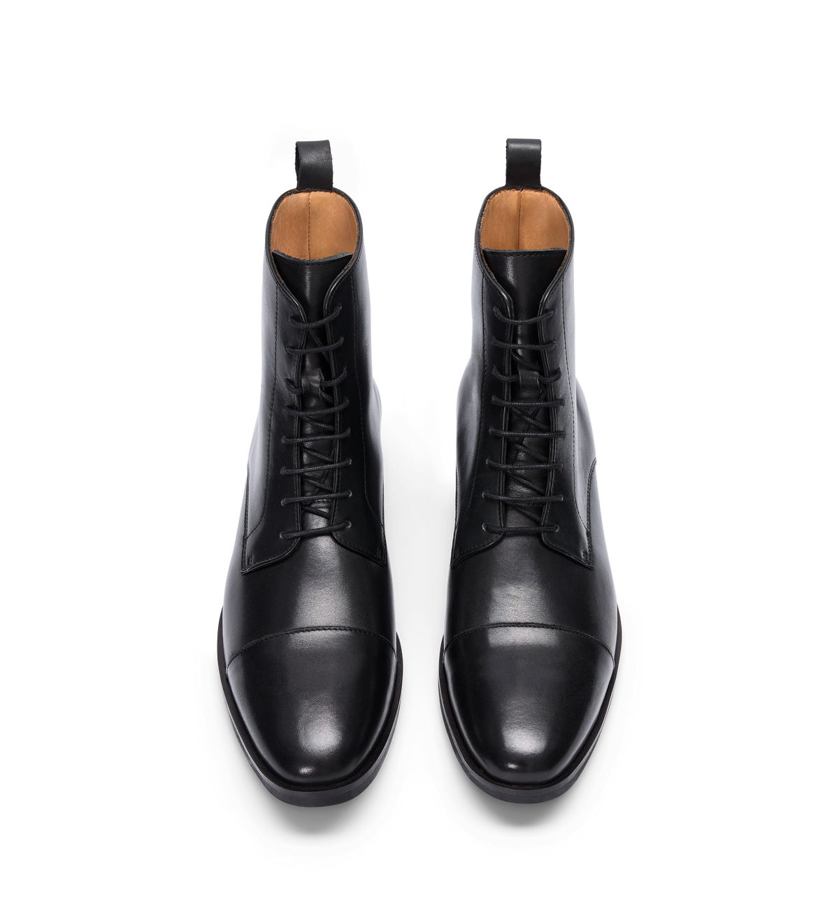 pair of lace up mens black boots