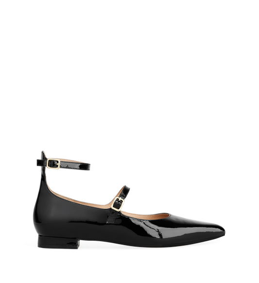 Obbia Black Patent Leather Ballet Flats