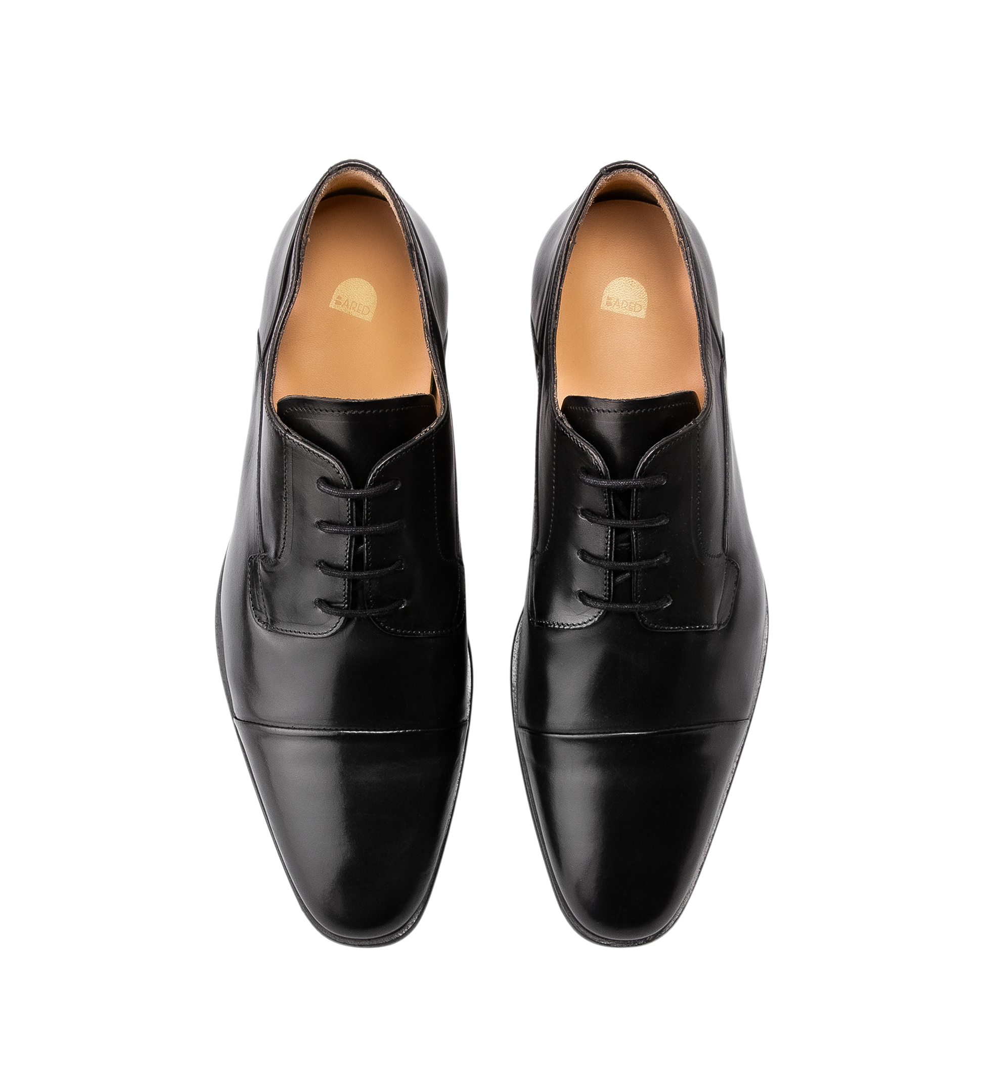 pair of handmade mens black dress shoes