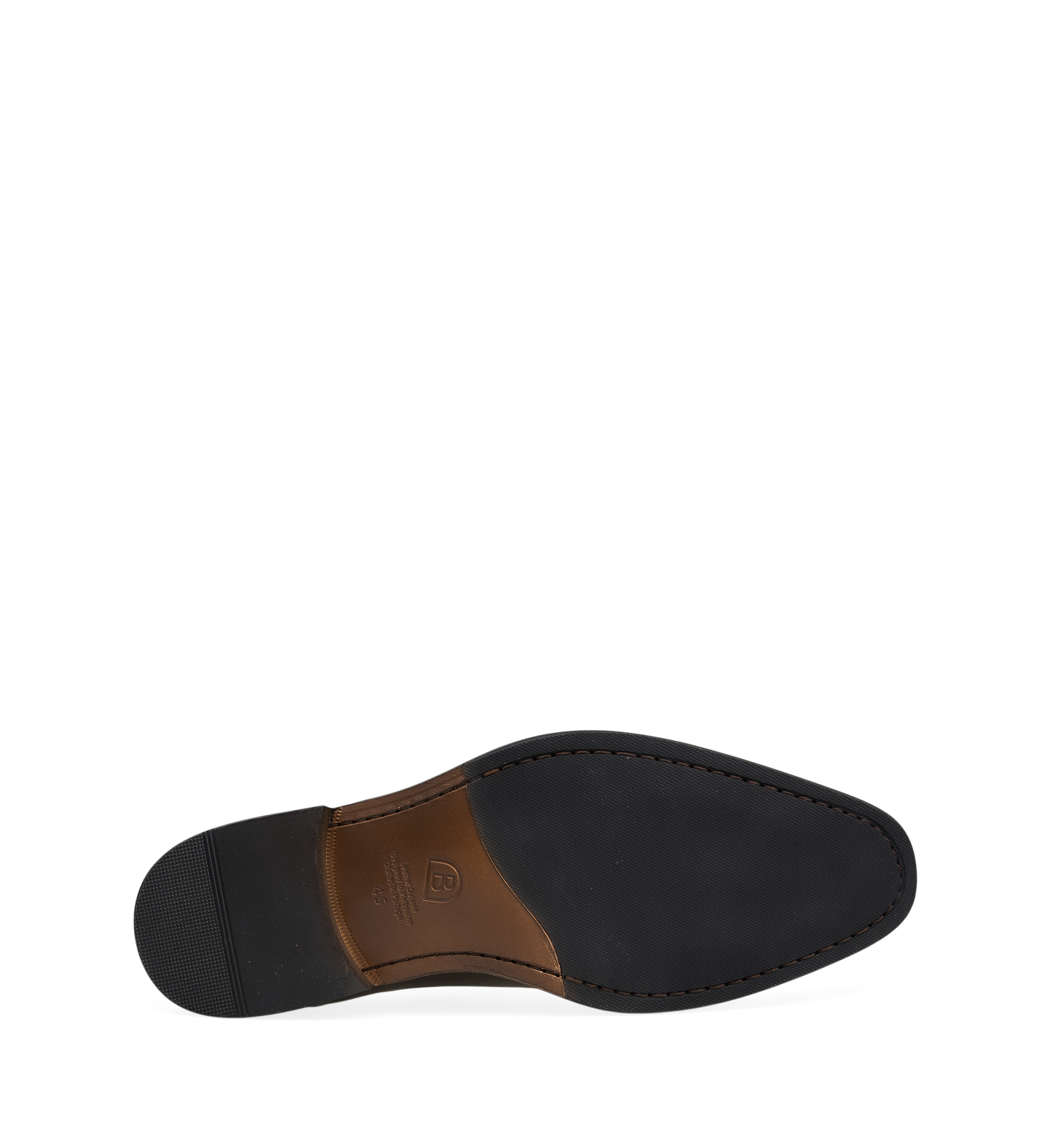 sole of the bared footwear osmium brown leather dress shoe