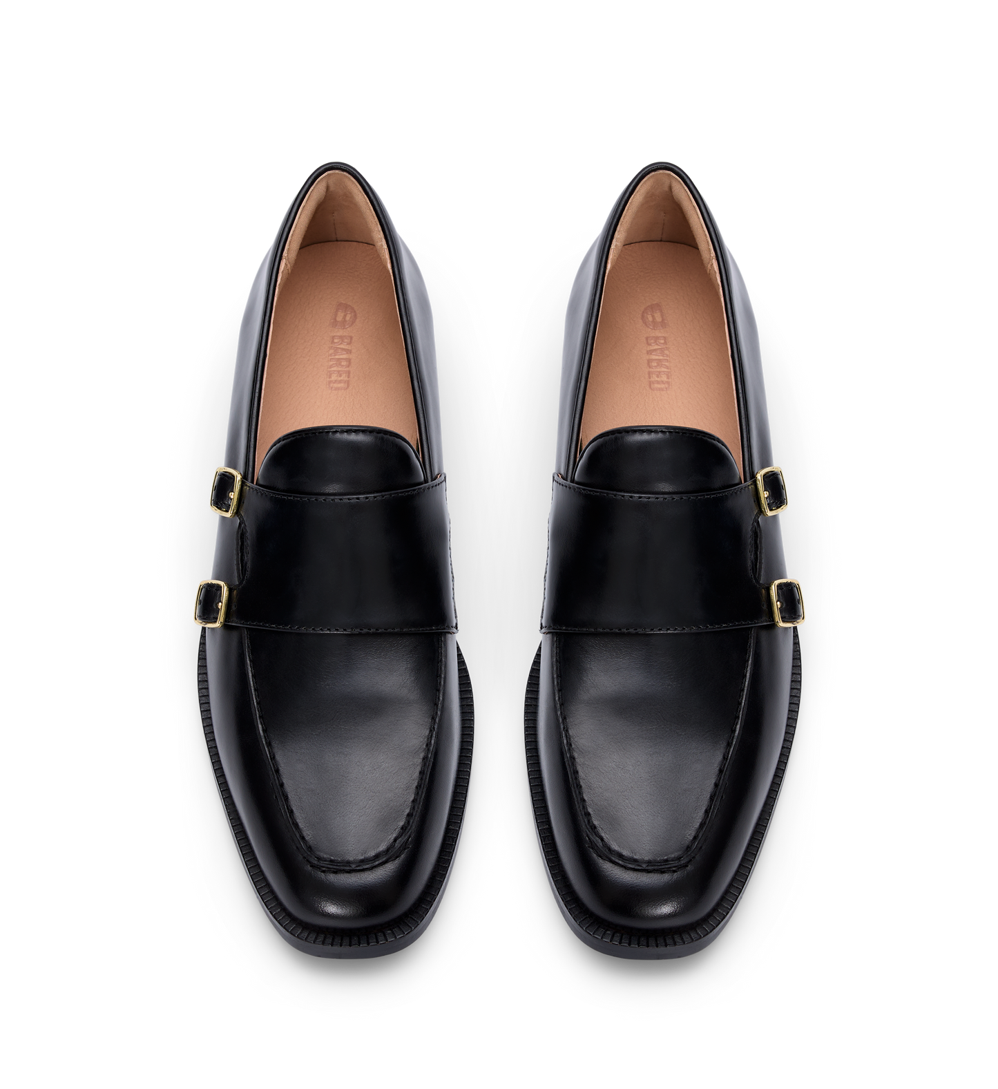 black leather loafers for women with gold buckles