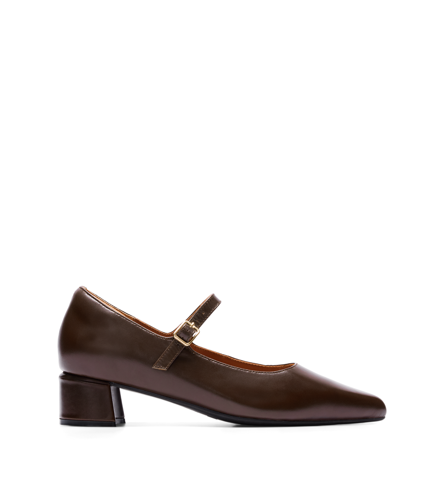 Parisoma Dark Oak Leather Low Heels
