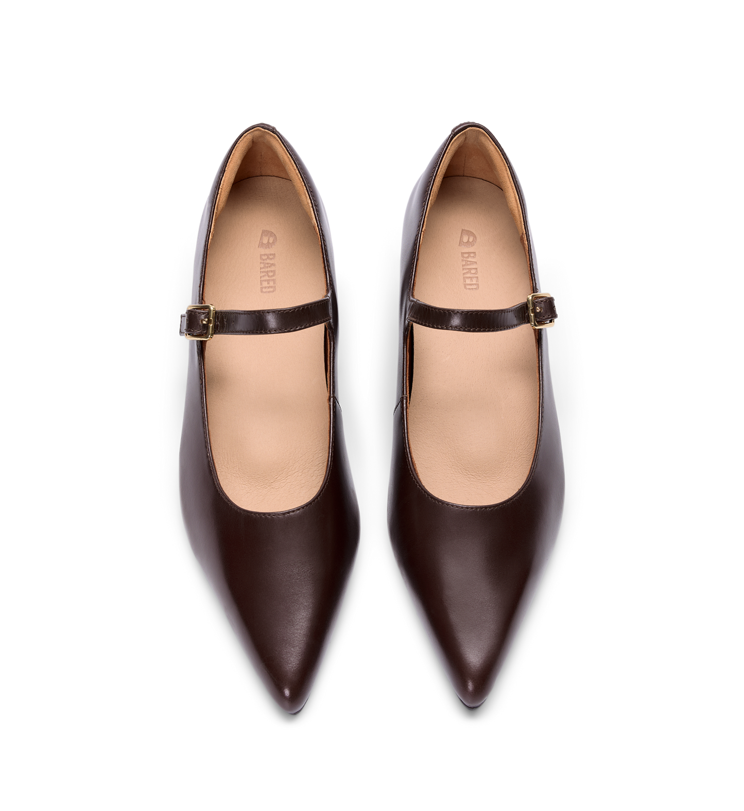 Parisoma Dark Oak Leather Low Heels