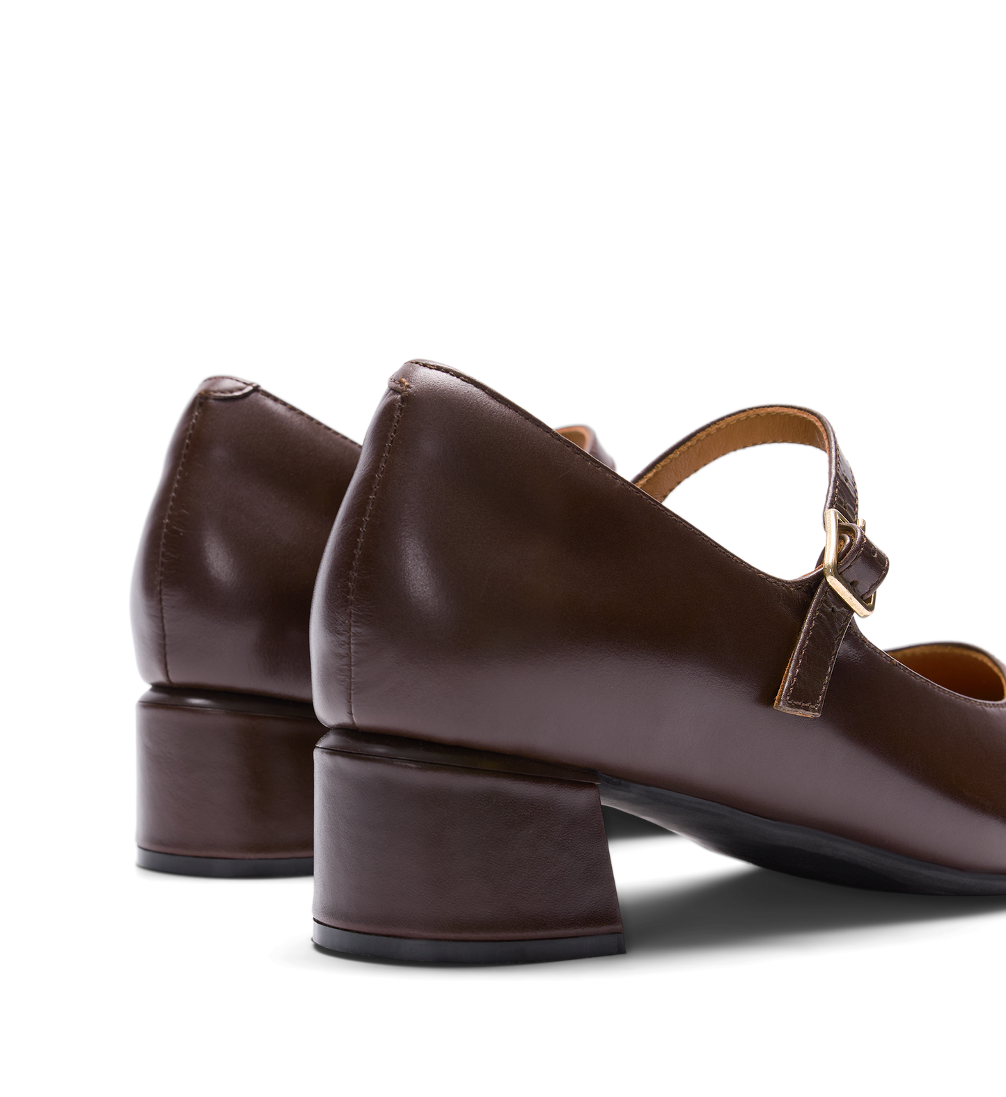 Parisoma Dark Oak Leather Low Heels