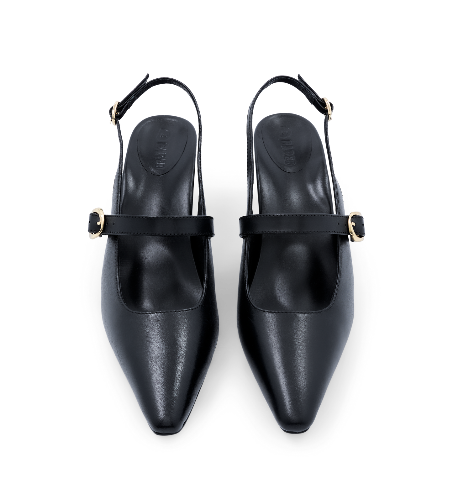 Parotia Black Leather Low Heels