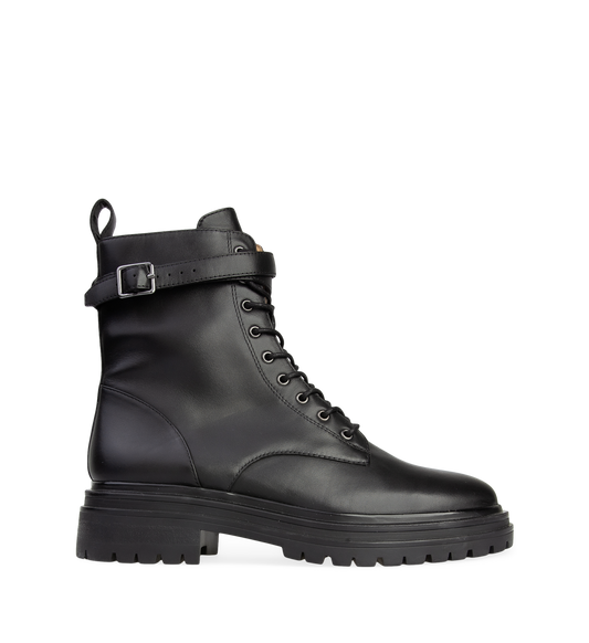 Phalarope Black Leather Flat Boots