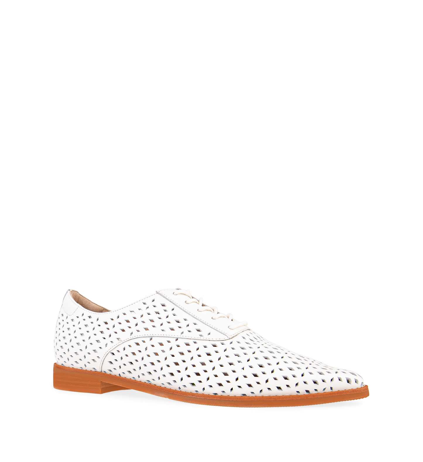 Piapiac White Leather Lace Up Flats