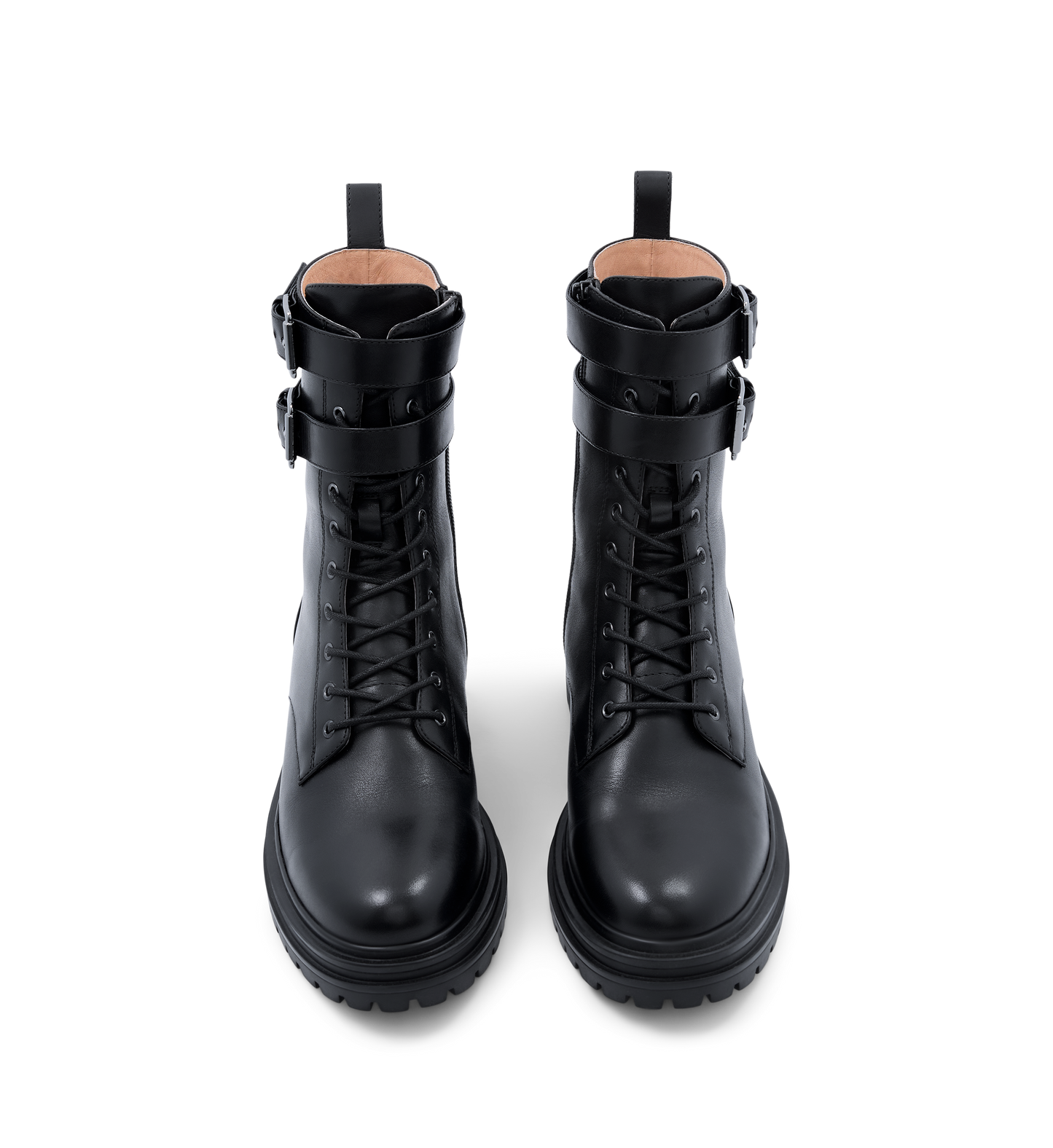 Pipra Black Leather Flat Boots
