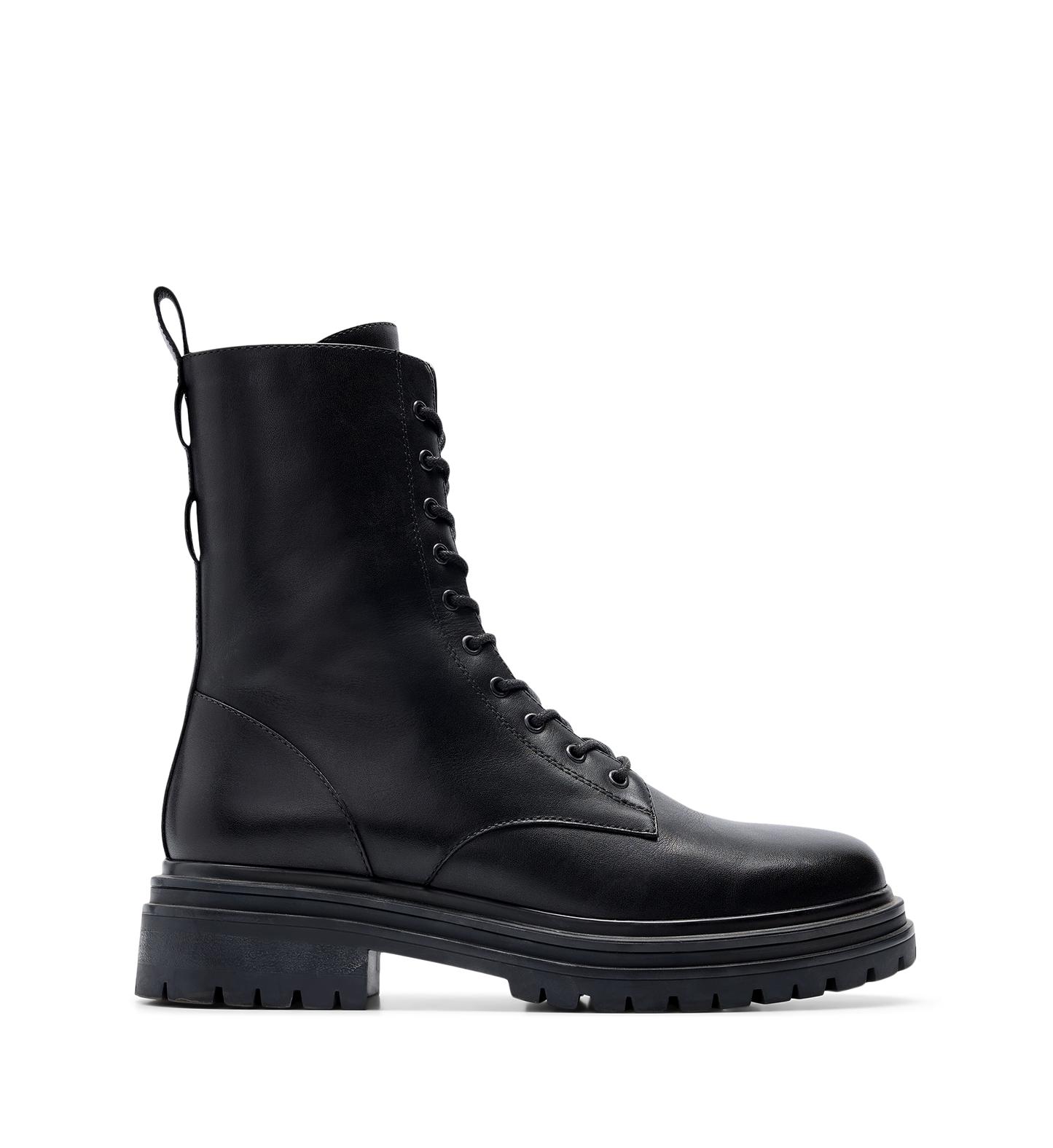 Pipra Black Leather Flat Boots