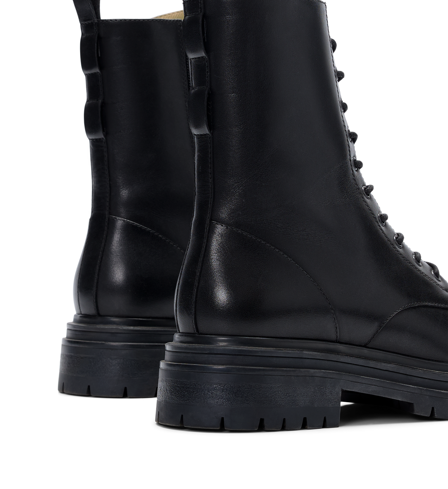 Pipra Black Leather Flat Boots