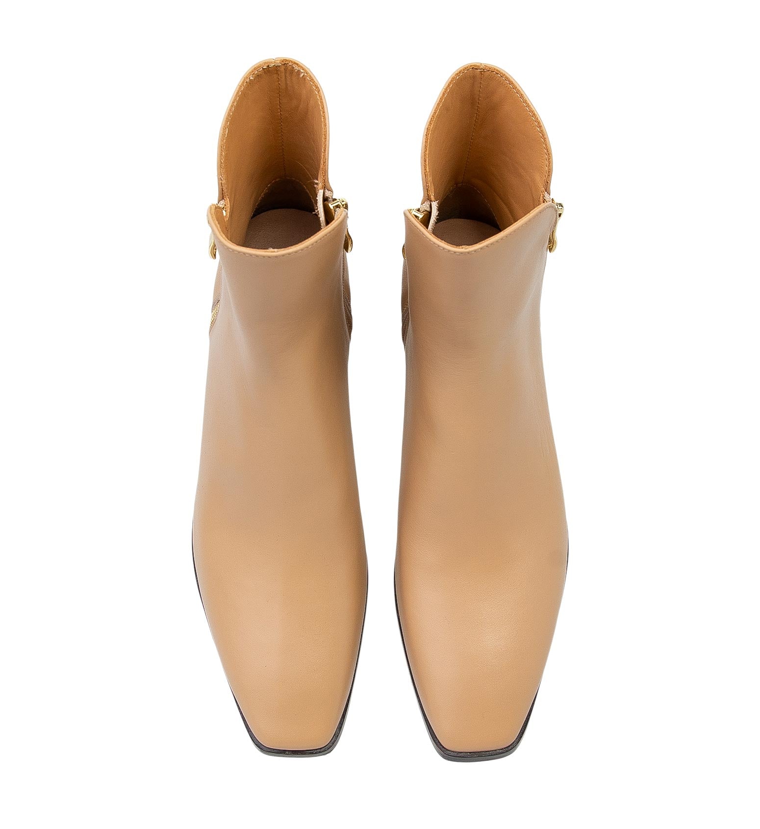 Comfortable Women's Beige Leather Zip Boots